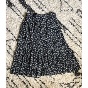 Madewell Black and Cream Midi Skirt